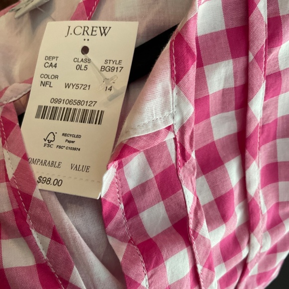 J. Crew Gingham flutter-sleeve mini dress size 14 NWT BG917 - Picture 4 of 4